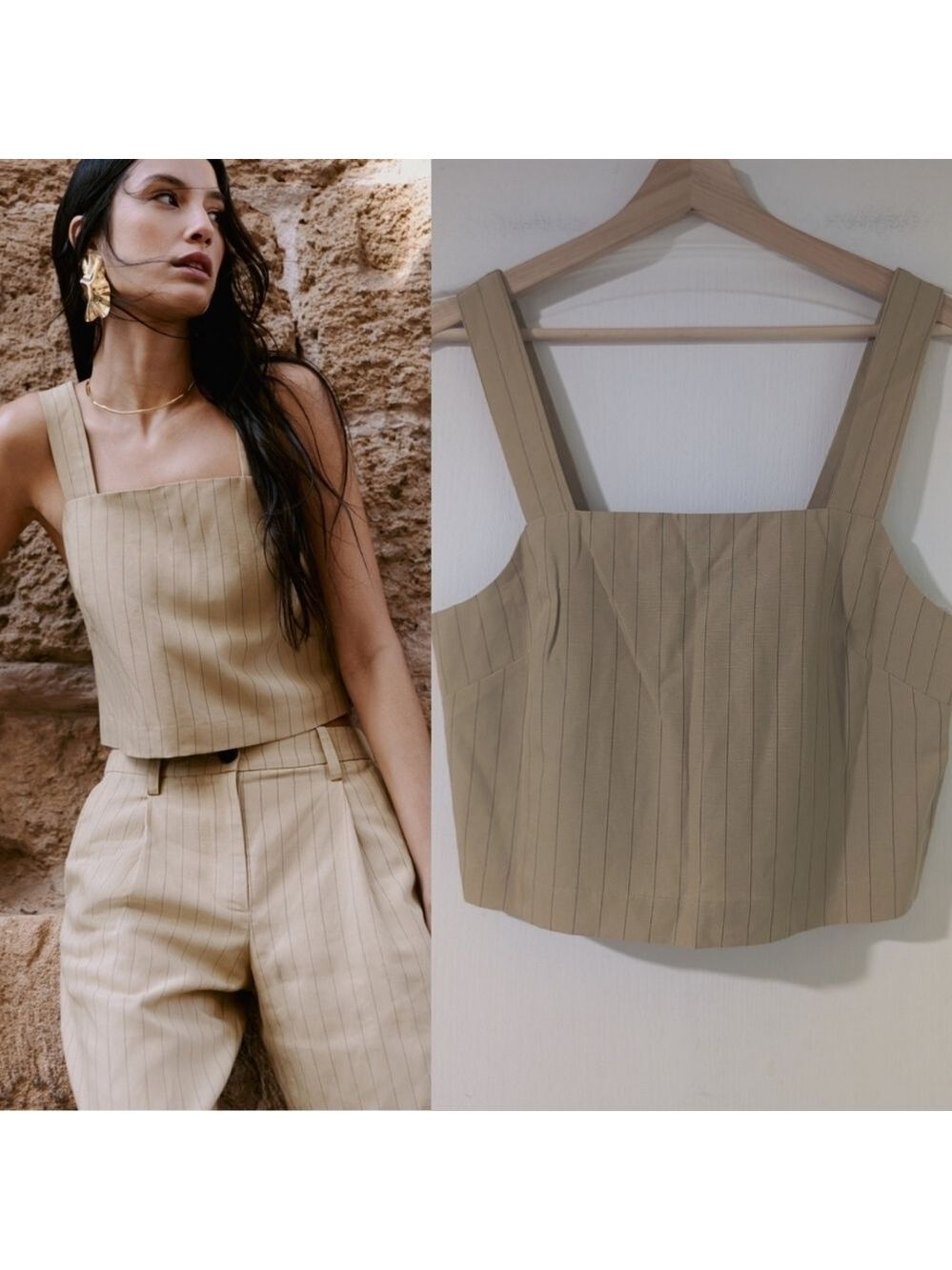 NEW Frank And Oak | The Striped Shell Top in Cream Yellow